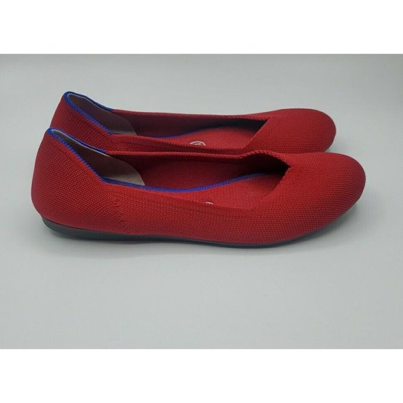 Rothy's The Flat Chili Red Knit Fabric Ballet Flats Shoes Women’s Size 7 - Picture 7 of 10